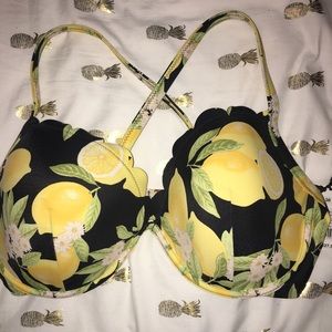 Black/Yellow Lemon Bikini Top SIZE 38DD